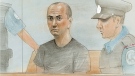 A sketch of Byron Sonne made during his court appearance on Wednesday, June 23, 2010.