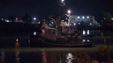 Local tug operators aided in the search for a man presumed drowned on the Fraser River in southeast Vancouver on June 24, 2010. (CTV)