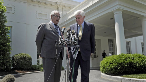  In this May 21, 2010, file photo House Financial Services Committee Chairman Rep. Barney Frank, D-Mass., left, and Senate Banking Committee Chairman Sen. Christopher Dodd, D-Conn., speak to reporters outside the White House after meeting with President Barack Obama. One year in the making, a sweeping overhaul of Wall Street rules forged in the aftermath of a financial crisis cleared congressional negotiations early Friday June 25, 2010 and headed to the House and Senate for final votes. He and Dodd want to wrap up their work in time for the House and Senate to send a final bill to President Barack Obama by July 4. (AP Photo/Susan Walsh, File)