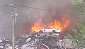 The blaze at General Scrap at Bismarck Street burnt for over 17 hours Tuesday and Wednesday.