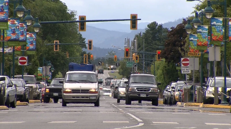 Vehicles drive through the Saanich Peninsula community of Sidney, B.C., on June 19, 2012. (CTV News)
