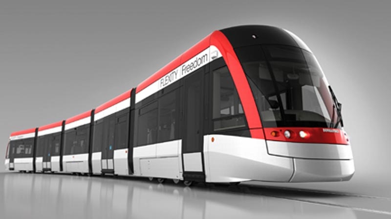 A Bombardier light rail vehicle is seen in this image provided by the Region of Waterloo.