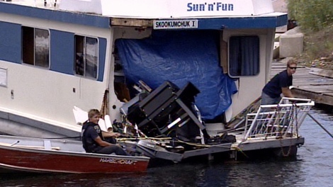 A 40-year-old man from Anglemont, B.C., was killed when a speedboat hit the houseboat he was operating on Saturday, July 3, 2010. (CTV)