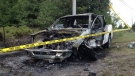 This truck caught fire after a head-on crash on March Road Friday, June 22, 2012.