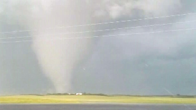 A tornado touches down southwest of Moose Jaw on Tuesday.