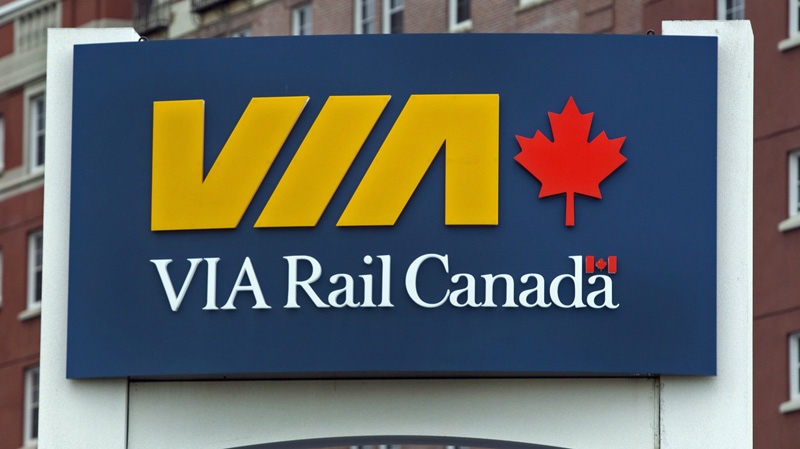 A VIA Rail sign at the train station in Halifax on Wednesday, June 27, 2012.
