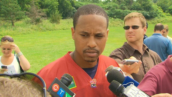 Toronto Argonauts quarterback Cleo Lemon talks to reporters on Tuesday, July 13, 2010.