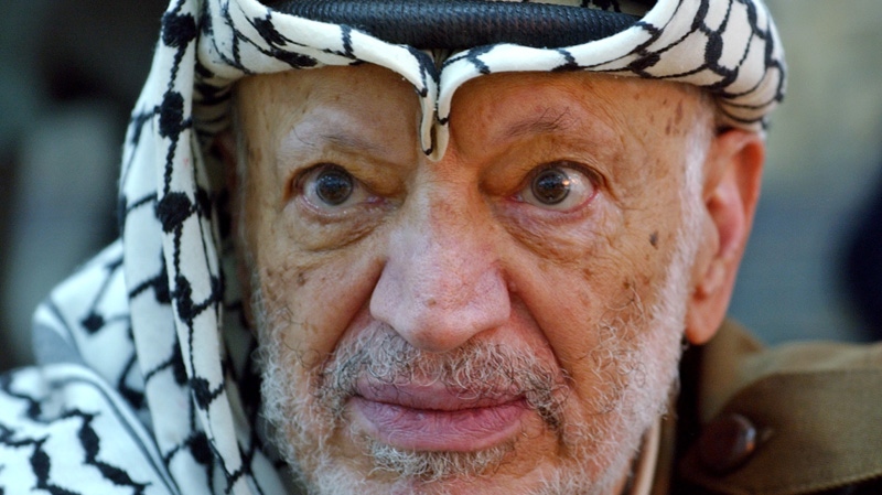 Yasser Arafat in the West Bank town of Ramallah
