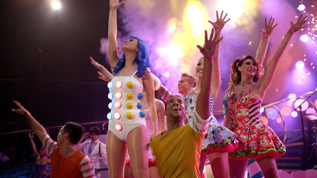 Katy Perry performing with dancers in a scene from Paramount Pictures Entertainment's 'Katy Perry: P