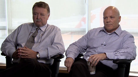Former deputy chief for the Organized Crime Agency Peter Ditchfield, left, and Insp. Andy Richards, former OCA commander, speak to CTV News. July 21, 2010. (CTV)