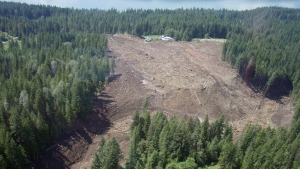 The Johnsons landing landslide is shown in this Thursday July 12, 2012 handout photo. THE CANADIAN PRESS/HO, Emergency BC