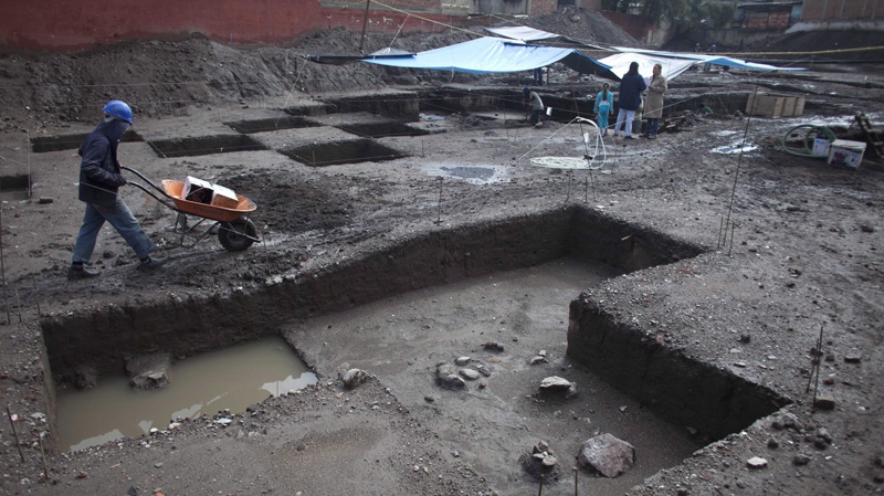 The recently discovered archeological site in Mexico City seen on July 13, 2012.