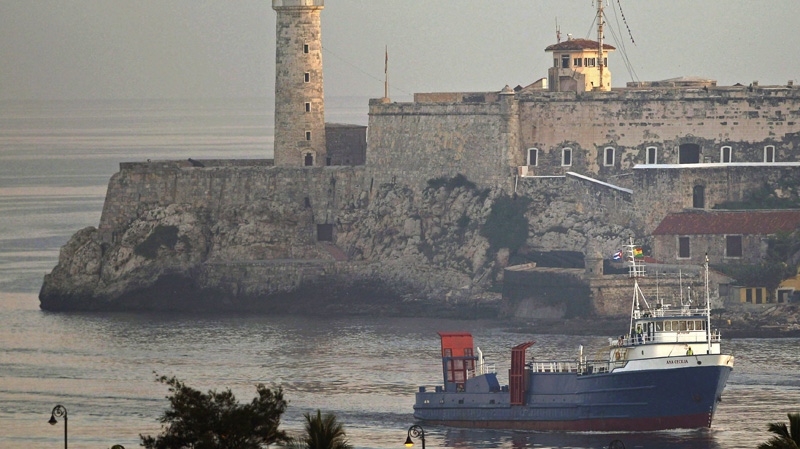 U.S. cargo ship "Ana Cecilia" arrives in Cuba with American humanitarian supplies on July 13, 2012.