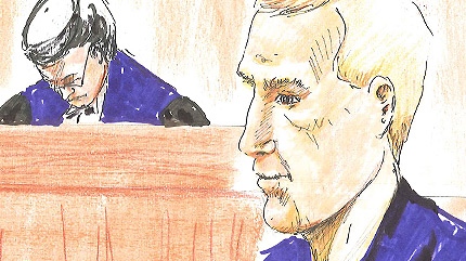 Travis Vader is shown in a court sketch on Tuesday, July 27, 2010.