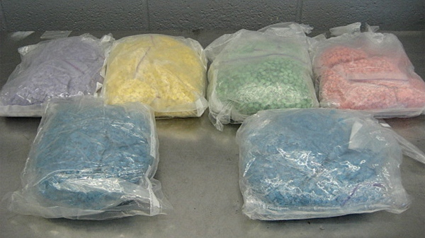 U.S. Customs and Border Protection provided this photo of the seized ecstasy, which they say totals more than 30,000 tablets, weighs about nine kilograms and has a street value of about US$600,000.