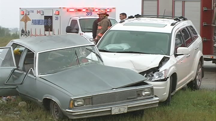A woman died in a Saskatoon hospital on Sunday after two vehicles collided.