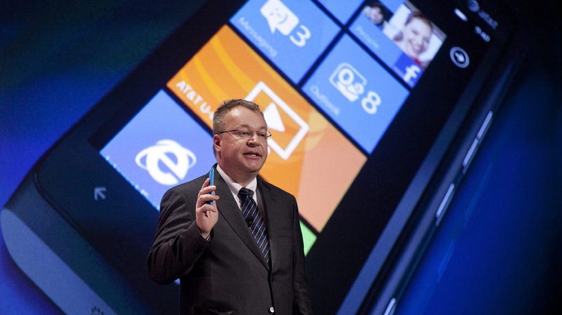 Nokia president and CEO Stephen Elop introduces the Lumia 900 in Las Vegas on Jan. 9, 2012.