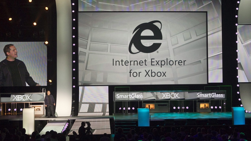 Xbox Live VP Marc Whitten, far left, presents Xbox Internet Explorer on June 4, 2012.