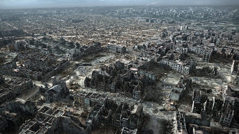In this still from the film 'City of Ruins,' provided by The Warsaw Uprising Museum and Platige Image, the ruins of Warsaw are seen in 1944 after the uprising. 