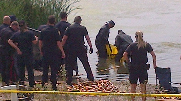 Crews pulled a body from Albina Park in Winnipeg on July 17, 2012. 