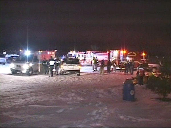 An emergency base which was set up on the ice during a mission to rescue snowmobilers in Barrie on Sunday, Jan. 6, 2008.