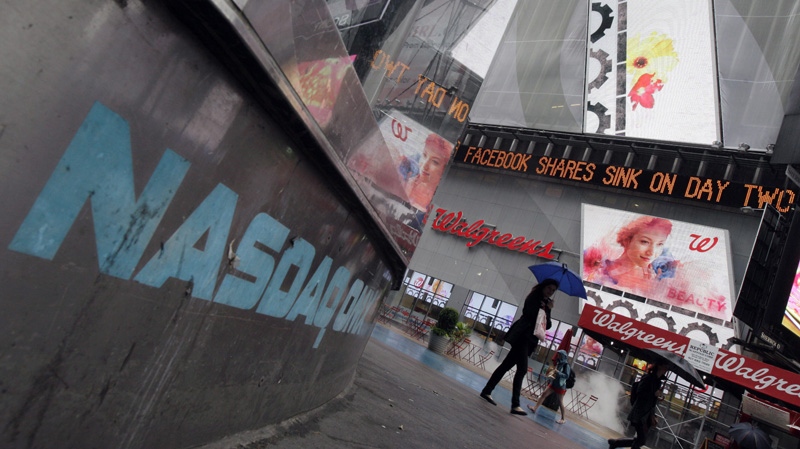 The Nasdaq MarketSite logo in New York's Times Square on May 21, 2012.