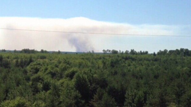 Civilians are being kept far away from a fire burning in CFB Petawawa's training area Saturday, July 21, 2012.