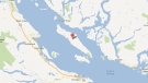 Texada Island, British Columbia is shown in this Google Maps image. 