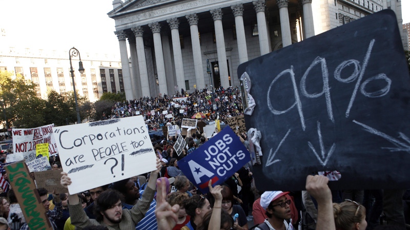 Occupy Wall Street protesters in New York's Foley Square on Oct. 5, 2011.