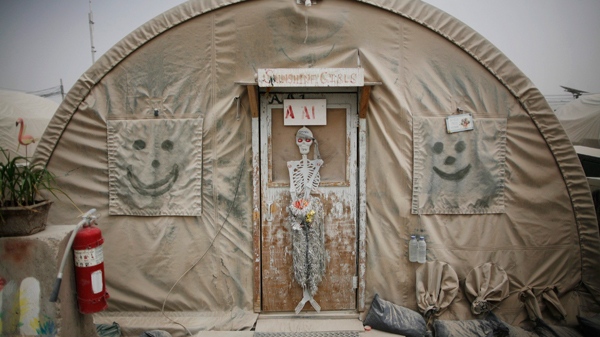 In this photo taken Sunday, Aug. 1, 2010 a dusty tent is seen that houses Canadian troops on Kandahar Airfield, Afghanistan. (AP / Rodrigo Abd)