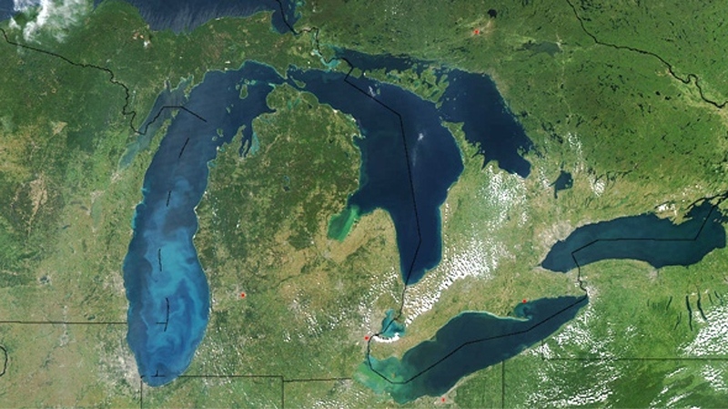The Great Lakes dominate this true-colour satellite image made available by NASA.