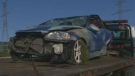 Police investigated after a single-vehicle crash on Highway 407, Wednesday, July 25, 2012.


