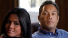 In this Jan. 6, 2010, file photo, retired baseball star Roberto Alomar sits with his wife, Maria Del Pilar Alomar. Del Pilar Alomar obtained a temporary injunction against her husband, following a domestic dispute. (AP Photo / Frank Franklin II)