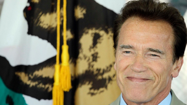 California Gov. Arnold Schwarzenegger smiles during a meeting of the Bay Area Council in Santa Clara, Calif., Friday, Aug. 6, 2010. (AP / Marcio Jose Sanchez)