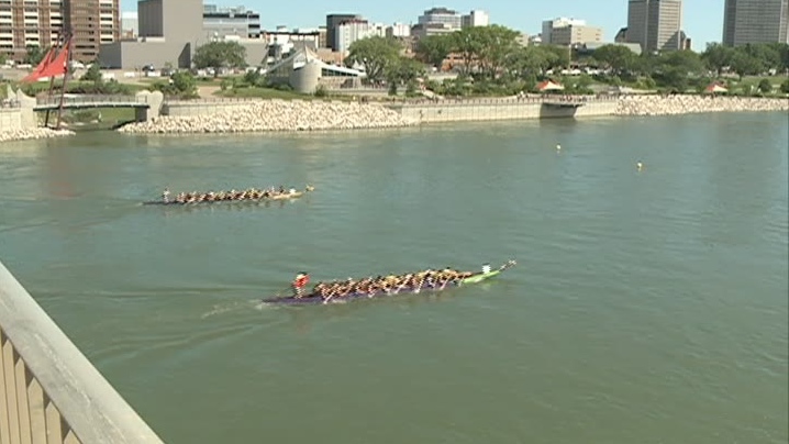 700 competitors took to the river during the dragon-boat festival.  