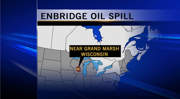 Map of oil spill near Grand Marsh, Wisconsin.