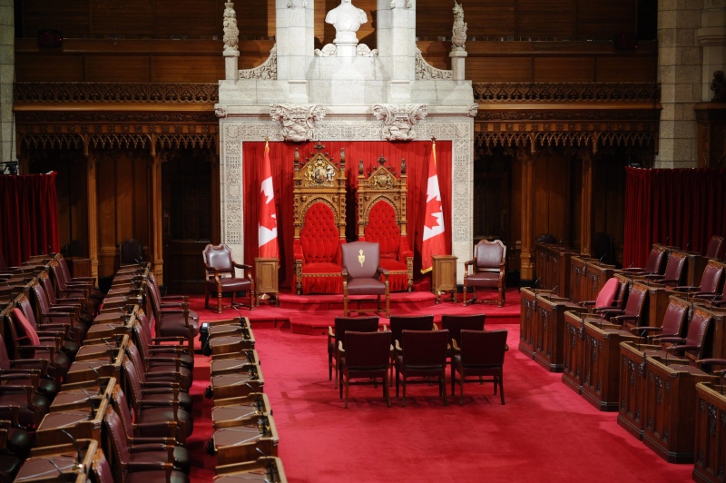 The Senate Chamber sits empty shortly before the 2011 Throne Speech on Parliament Hill in Ottawa. (Sean Kilpatrick / THE CANADIAN PRESS)