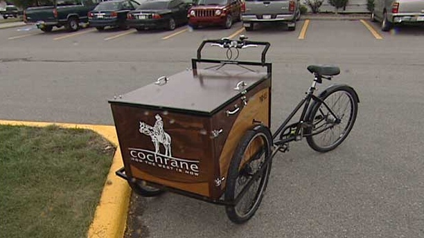 The audlt size trikes are being used by the Cochrane Parks Department for gardening duties.