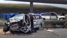 A father and daughter were killed when their car collided with another vehicle heading the wrong way on a ramp linking the QEW to Highway 427 on August 5, 2012. (Jackie Crandles/CP24)