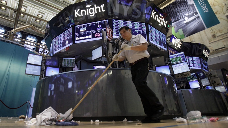 Billy Ying sweeps the New York Stock Exchange after the close of trading on Aug. 3, 2012.