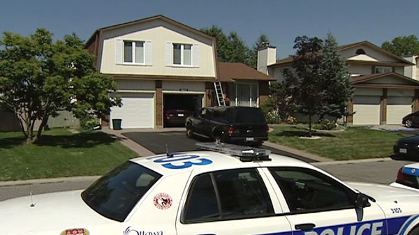 A roof worker died after falling from this house in Orleans, in east Ottawa, Friday, August 13, 2010.