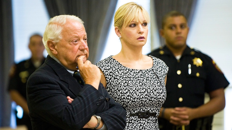 Former U.S. figure skating champion Nicole Bobek stands with her lawyer, Sam DeLuca, at her sentencing for her role in a crystal methamphetamine ring, at Hudson County Superior Court in Jersey City, N.J., Monday, Aug. 16, 2010. (AP / Reena Rose Sibayan)