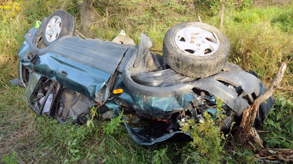 A 57-year-old man was killed when his vehicle left Highway 307 near Val-des-Monts, Monday, Aug. 16, 2010. Photo courtesy: MRC des Collines-de-l'Outaouais
