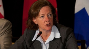 Alberta Premier Alison Redford fields a question at the closing news conference of the annual Council of the Federation meeting in Halifax, Friday, July 27, 2012. (Andrew Vaughan / THE CANADIAN PRESS)