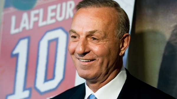 Hockey legend Guy Lafleur speaks to the media at the official launch of a DVD on his life "IL Etait Une Fois...Guy Lafleur" in Montreal Monday, Nov., 2, 2009. (Graham Hughes / THE CANADIAN PRESS)
