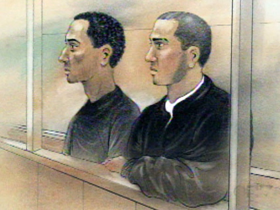 Edward Paredes and Awet Zekarias are seen at their bail hearing in a Toronto court on Monday, Jan. 14, 2008.