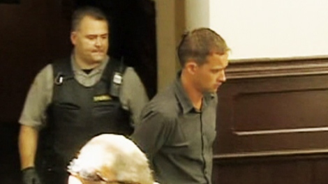 Jason MacRae, 37, appears in court after he was charged with the Dec. 27, 2005 slaying of his wife, on Tuesday, Aug. 17, 2010.