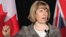Ontario Education Minister Laurel Broten addresses a news conference in Toronto on Monday, April 9, 2012. (The Canadian Press/Colin Perkel)
