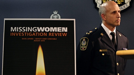 Vancouver Police Deputy Chief Doug LePard looks on after addressing the media after releasing his report into the disappearance of women from the Downtown Eastside, in Vancouver, B.C., on Friday, August 20, 2010. (CP/Darryl Dyck)