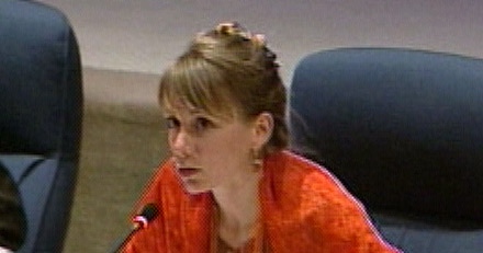 Sue Huff, seen in an April Edmonton Public School Board meeting.